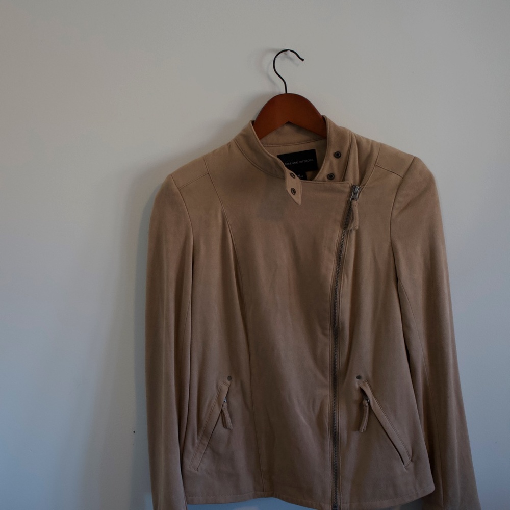 Adrienne Vittadini Beige Faux Suede Coat. Size XS.